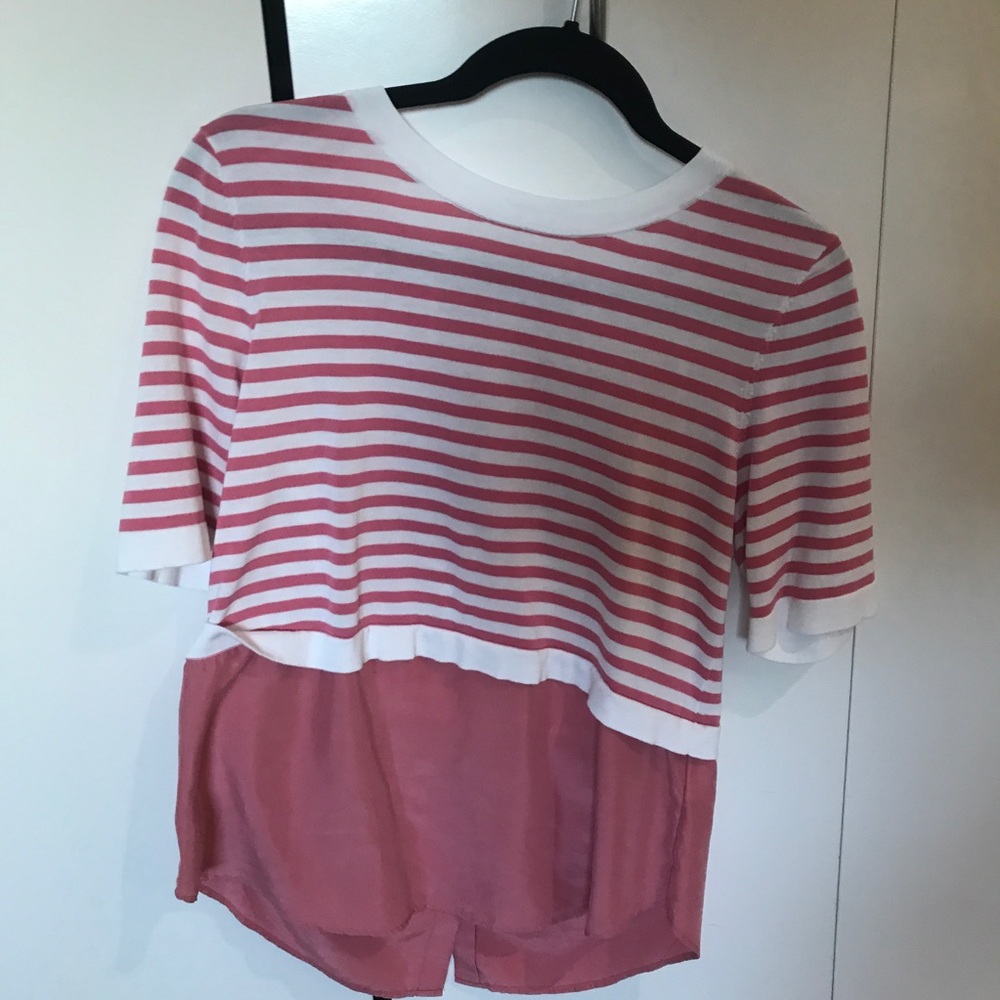 Pink and White Striped Blouse
